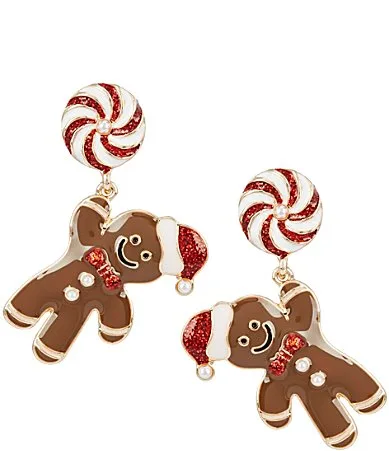 Gingerbread Man Drop Earrings