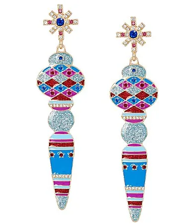 Enamel Ornament Drop Earrings