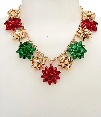 Metallic Bow Statement Necklace by Merry & Bright