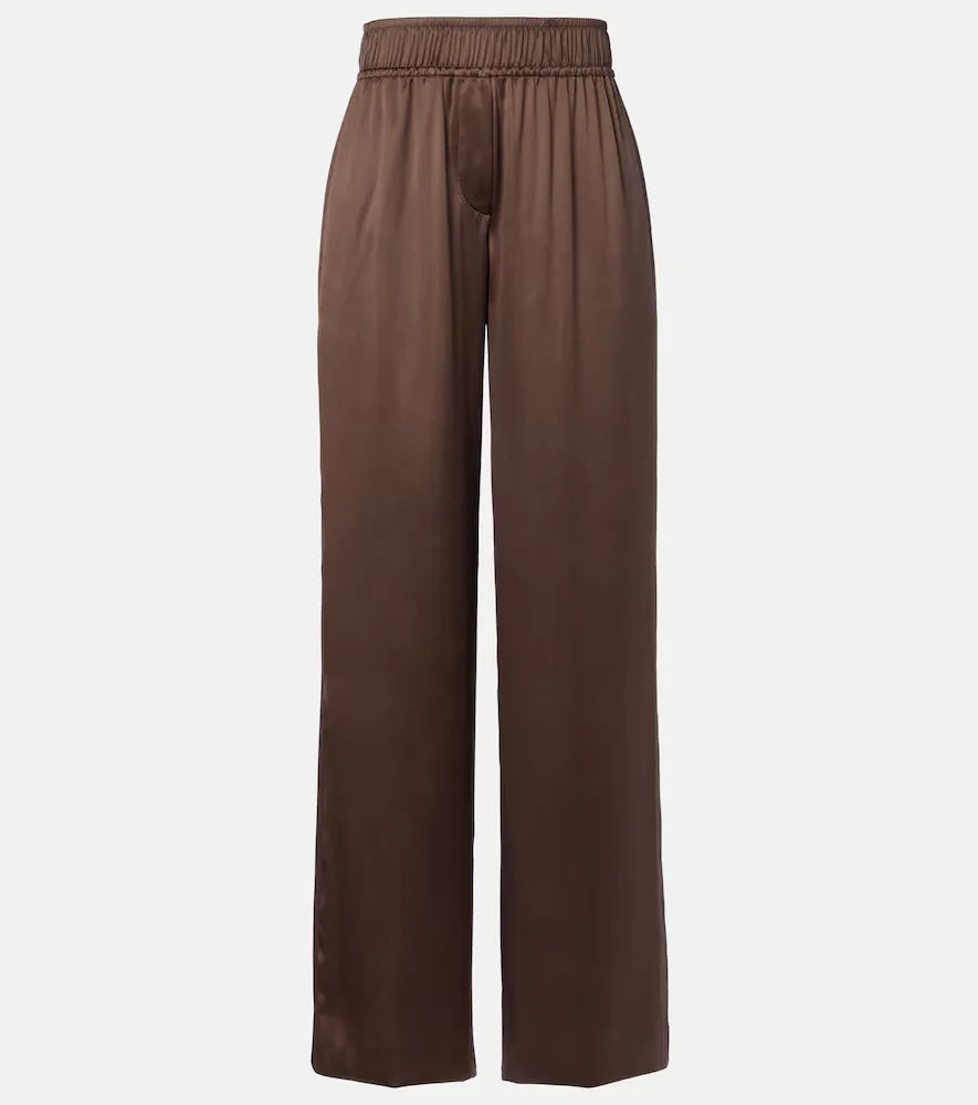 Silk-Blend Satin Wide-Leg Pants