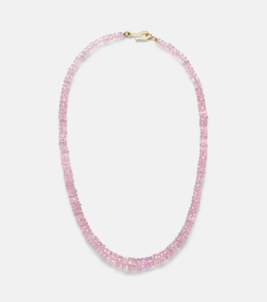18kt Gold Beaded Necklace with Morganites by Ileana Makri