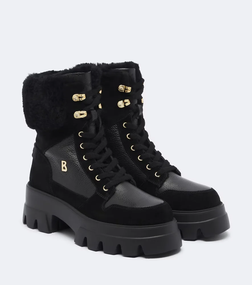 Sapporo Shearling-Lined Leather Lace-Up Boots
