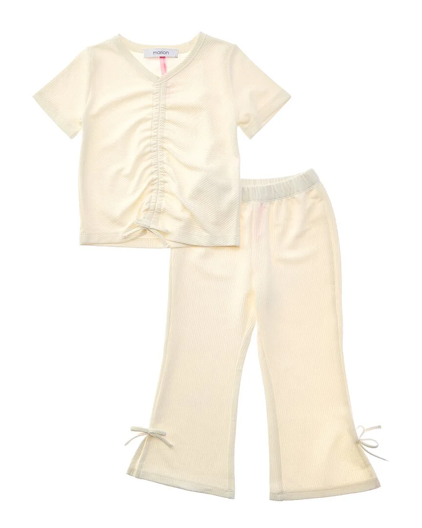 2pc Ruched Top & Pant Set by Marion