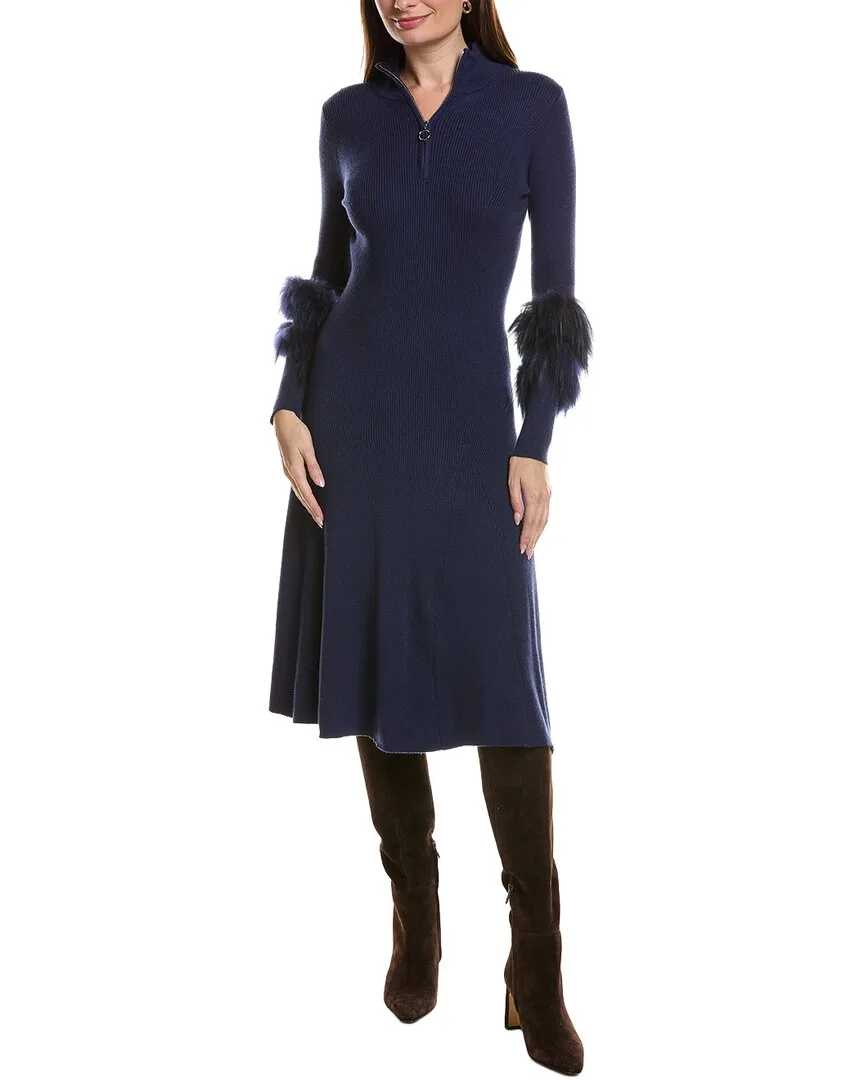 Celia Knit Fur Trim Dress