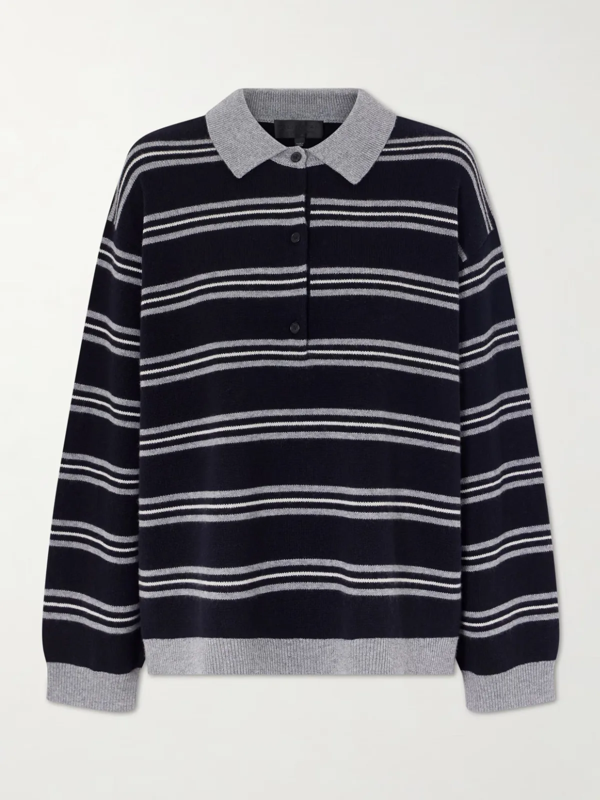 - Galvez Striped Cashmere Polo Sweater -