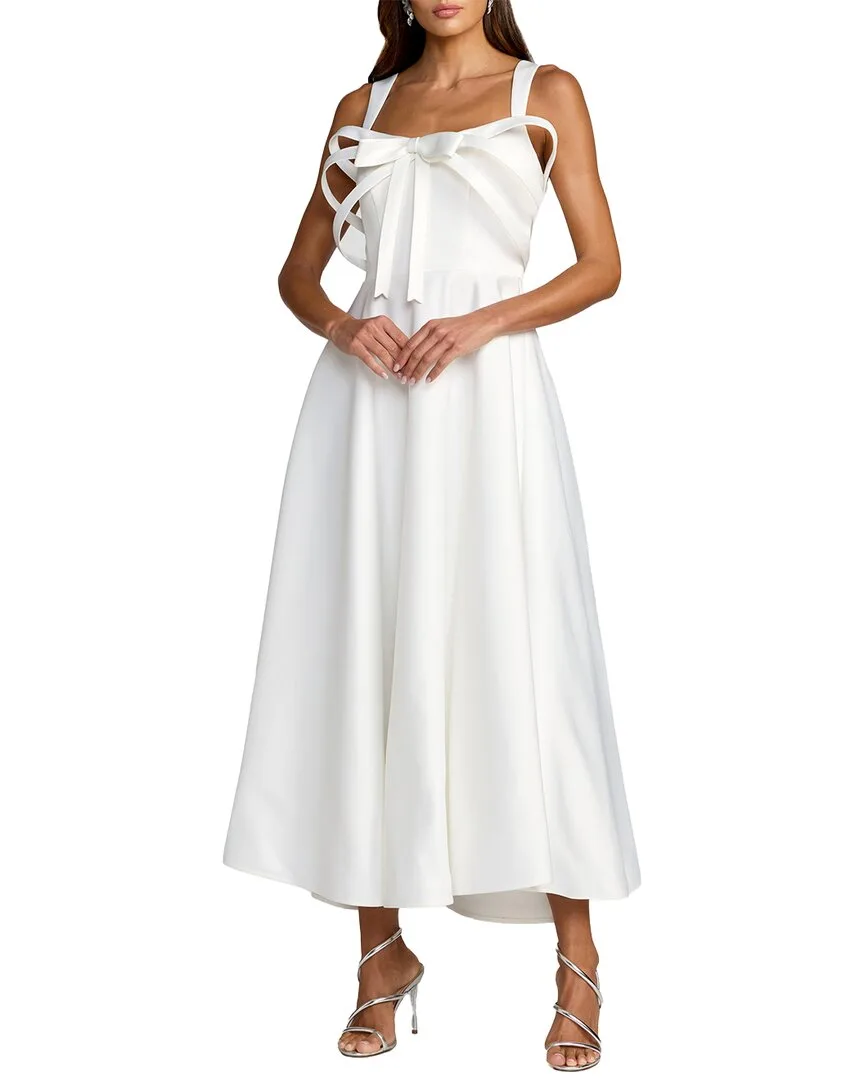 Mac Duggal Satin Bow Bodice Midi Dress