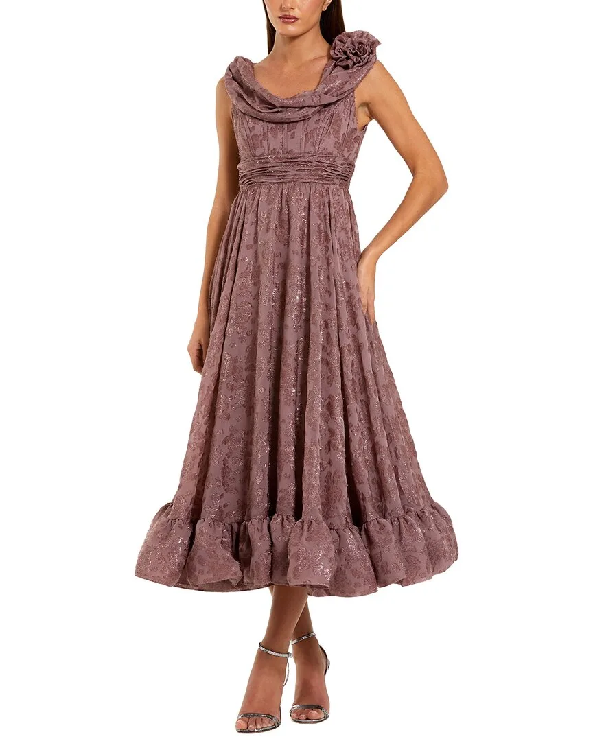Cowl Neck Ruffle Hem Evening Dress