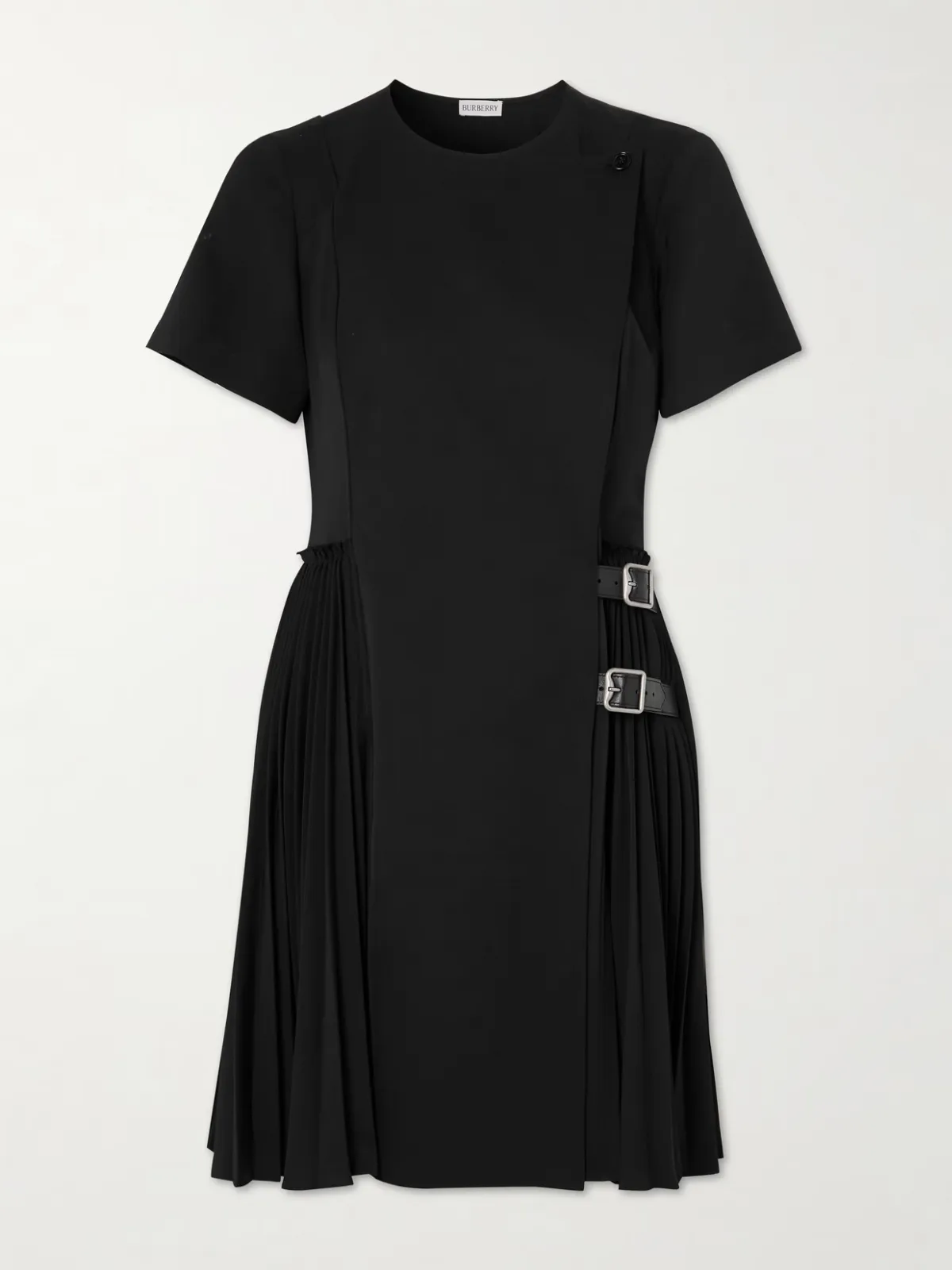 - Buckle-embellished Pleated Twill Mini Dress -