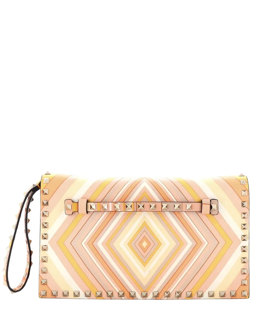 Multicolor Striped Leather 1973 Rockstud Flap Clutch (authentic Pre-Loved)