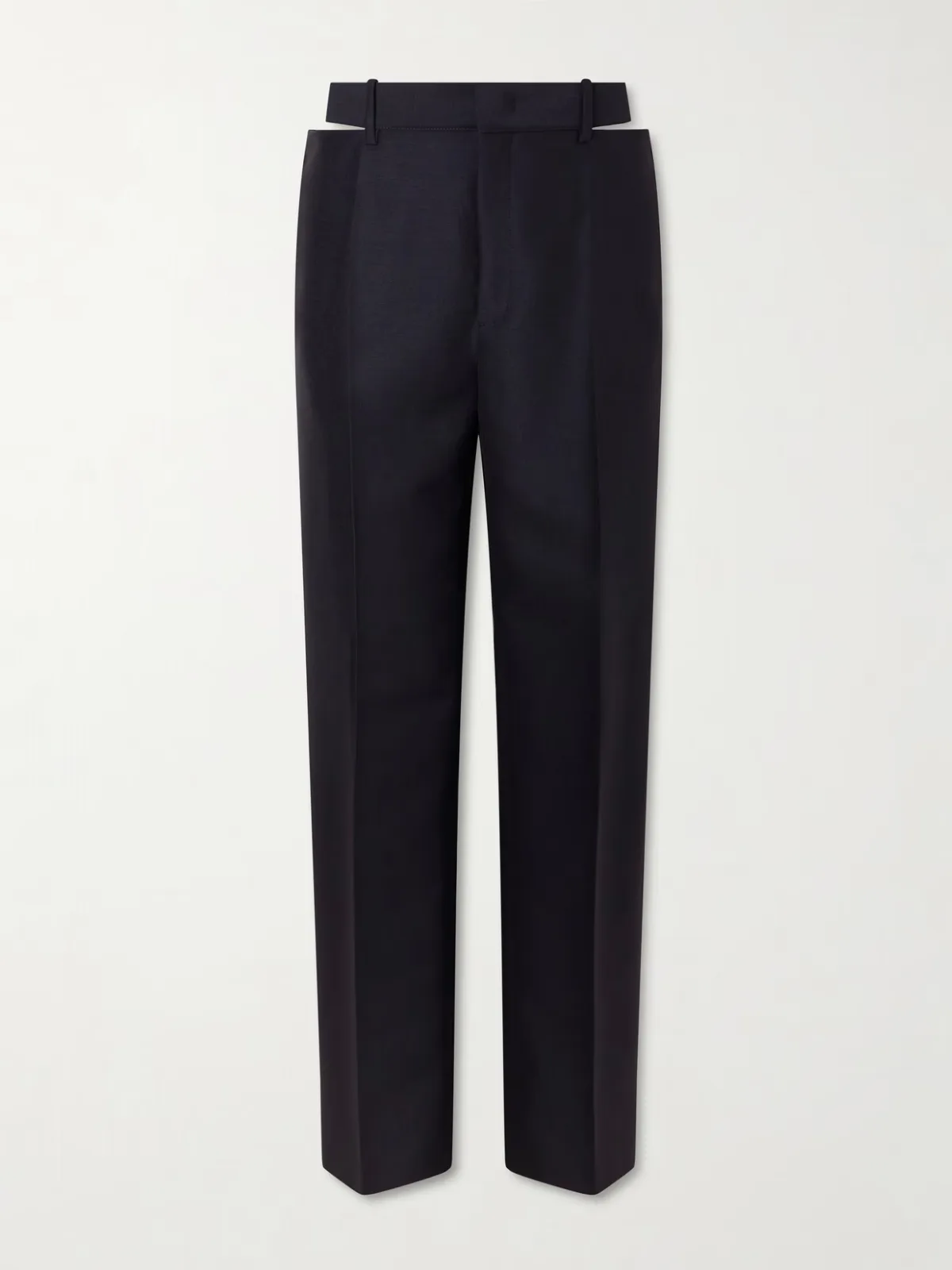- Cut-out Grain De Poudre Wool And Mohair-blend Straight-leg Pants -