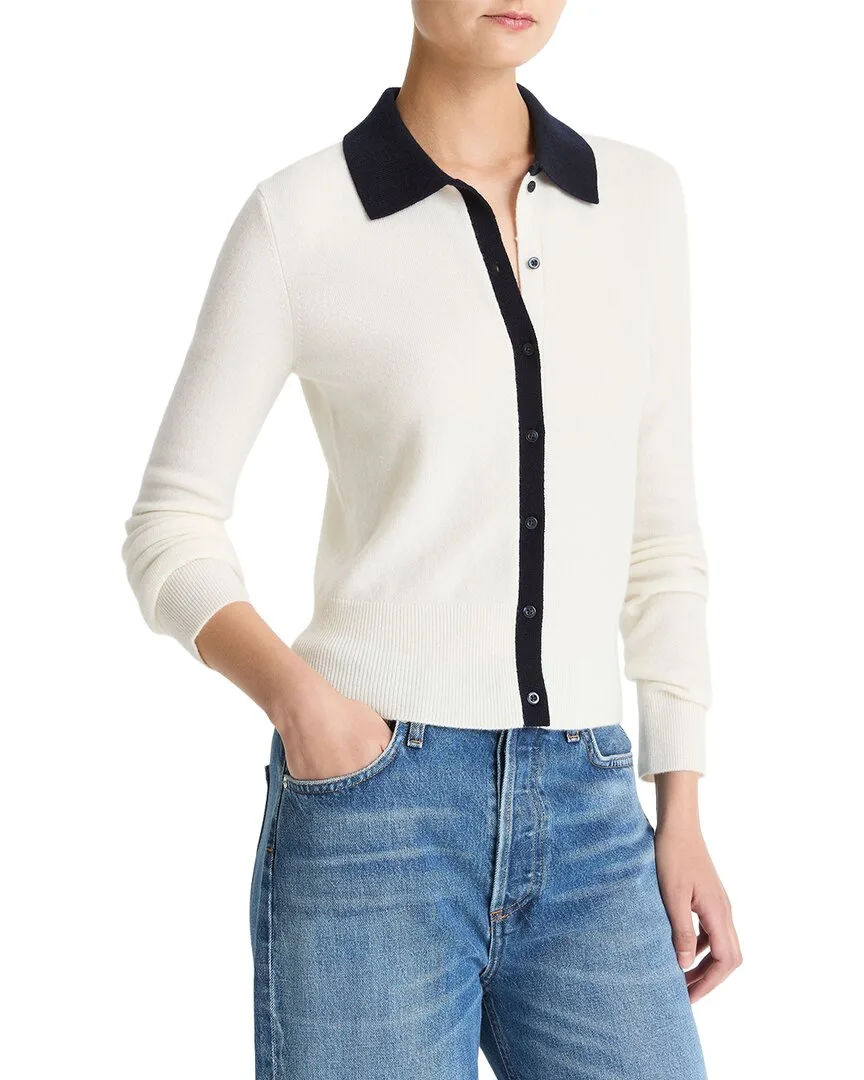 Contrast Collared Wool & Cashmere-Blend Cardigan