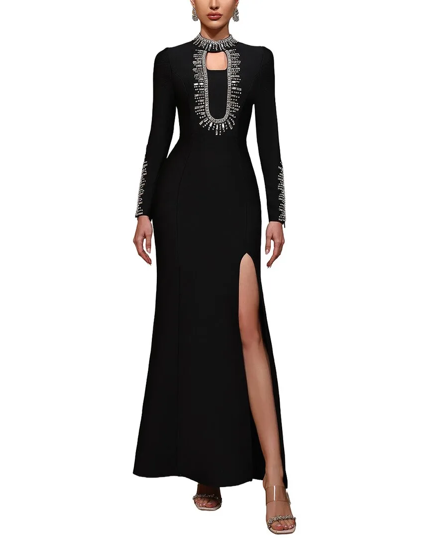Long Sleeve Embellished Maxi Dress