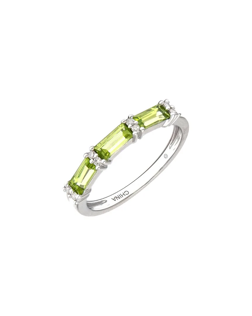 Silver 0.78 ct. tw. Diamond & Peridot Ring by Gemstones
