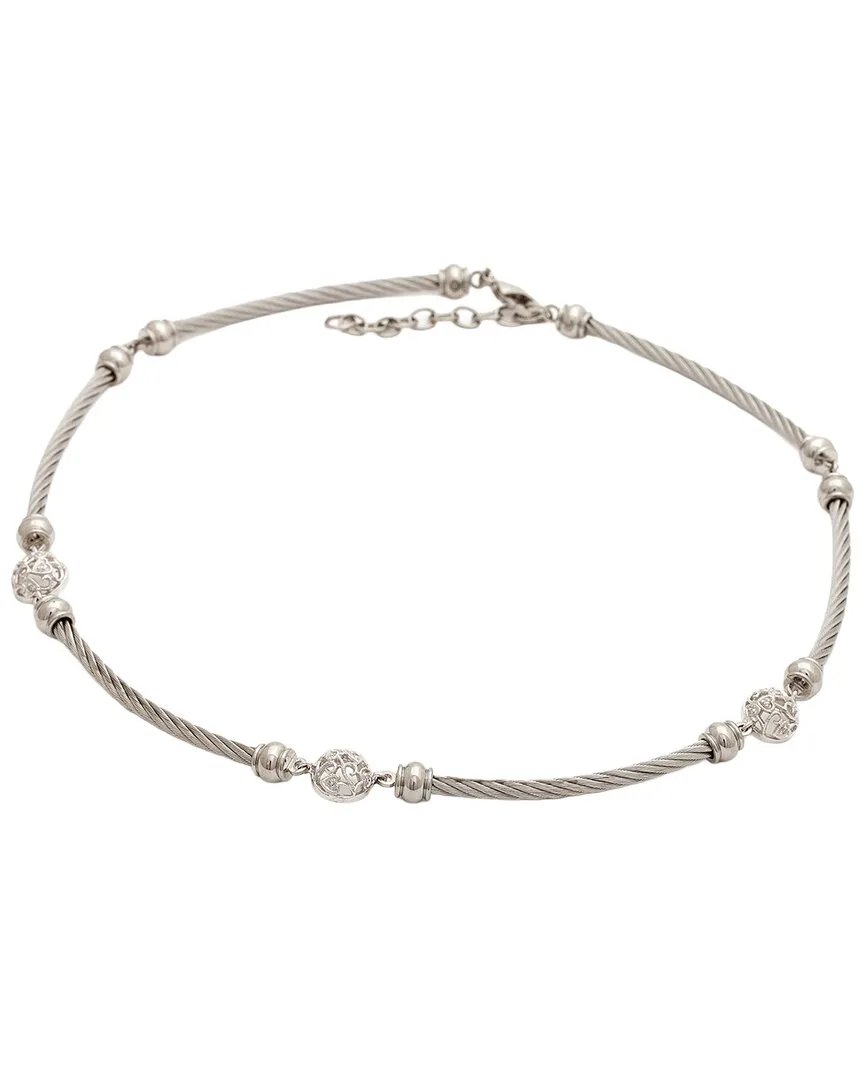 Silver & Stainless Steel 0.06 ct. tw. Diamond Necklace by Diamond Select Cuts