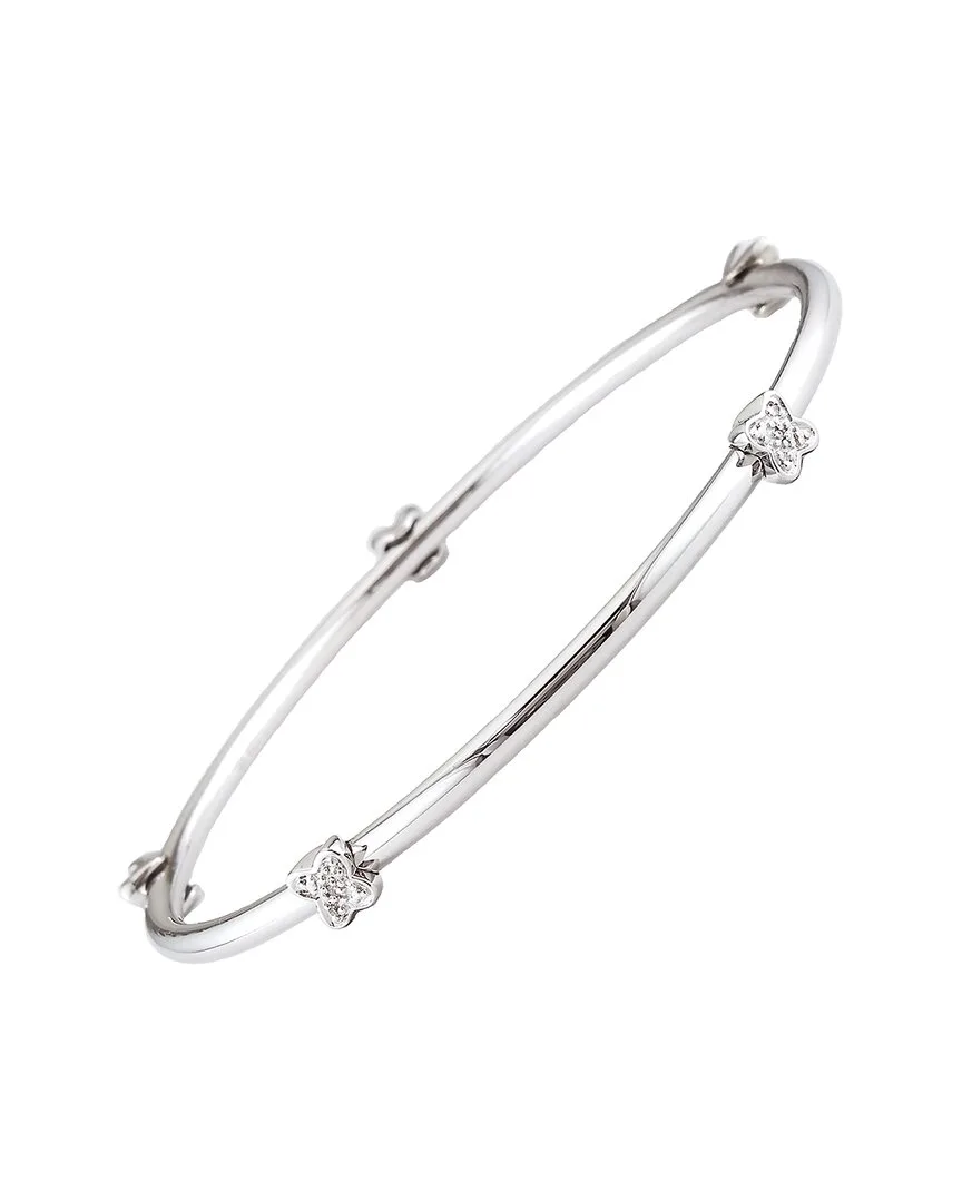 Silver & Stainless Steel 0.05 ct. tw. Diamond Bangle by Diamond Select Cuts