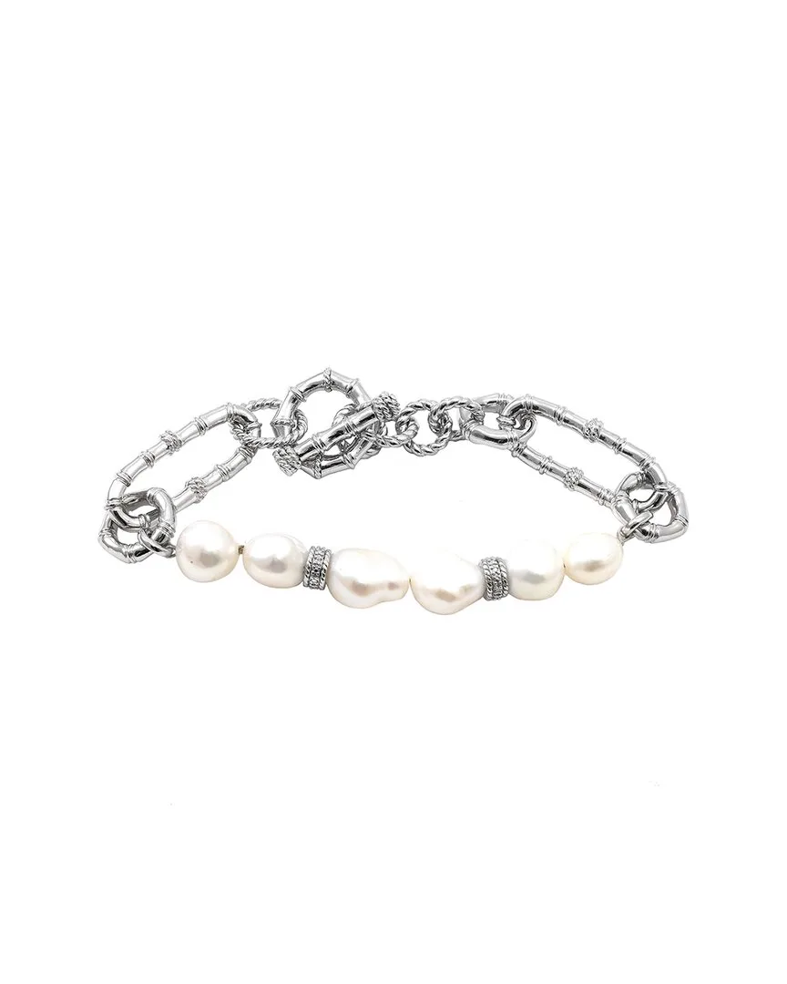 Silver 0.02 ct. tw. Diamond & 8-9Mm Pearl Toggle Bracelet by Pearls