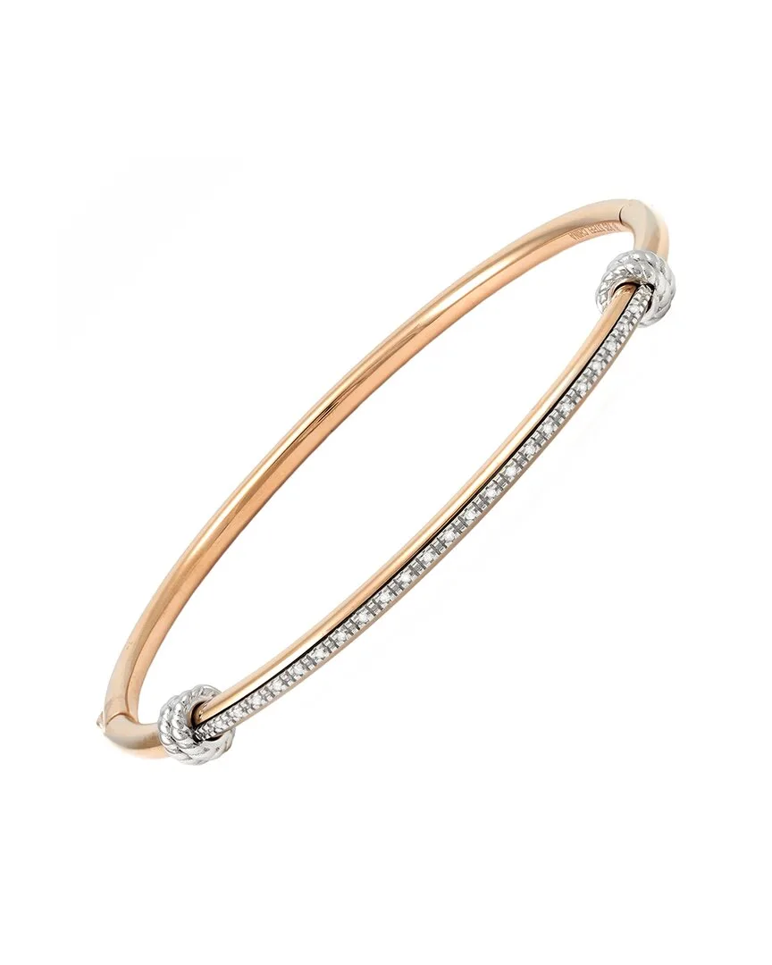 Silver & Stainless Steel 0.09 ct. tw. Diamond Bangle by Diamond Select Cuts