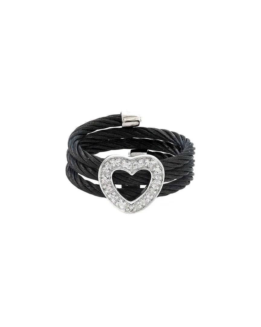 Silver & Stainless Steel 0.05 ct. tw. Diamond Ring by Diamond Select Cuts