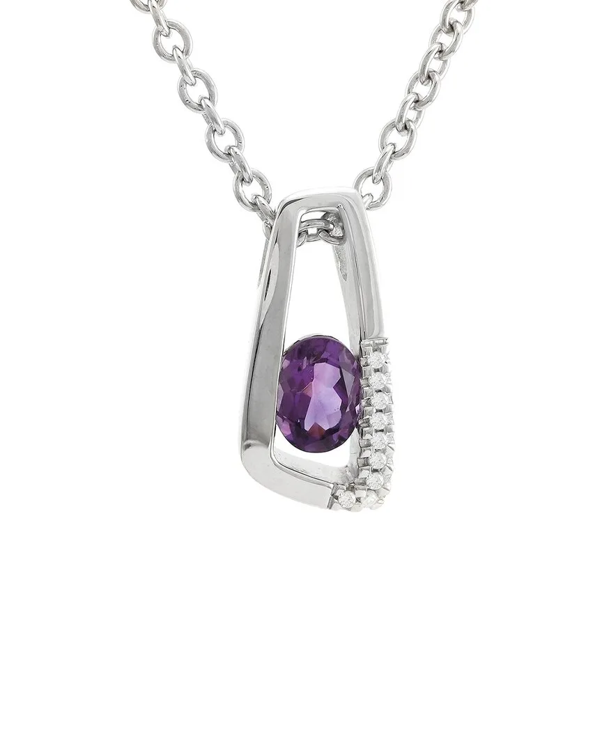 Silver 1.23 ct. tw. Diamond & Amethyst Necklace by Gemstones