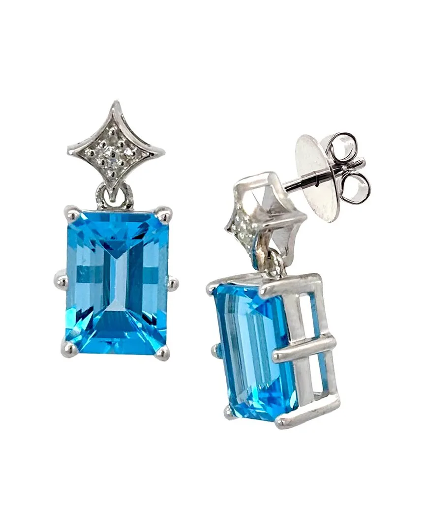 Silver 2.54 ct. tw. Diamond & Blue Topaz Earrings by Gemstones