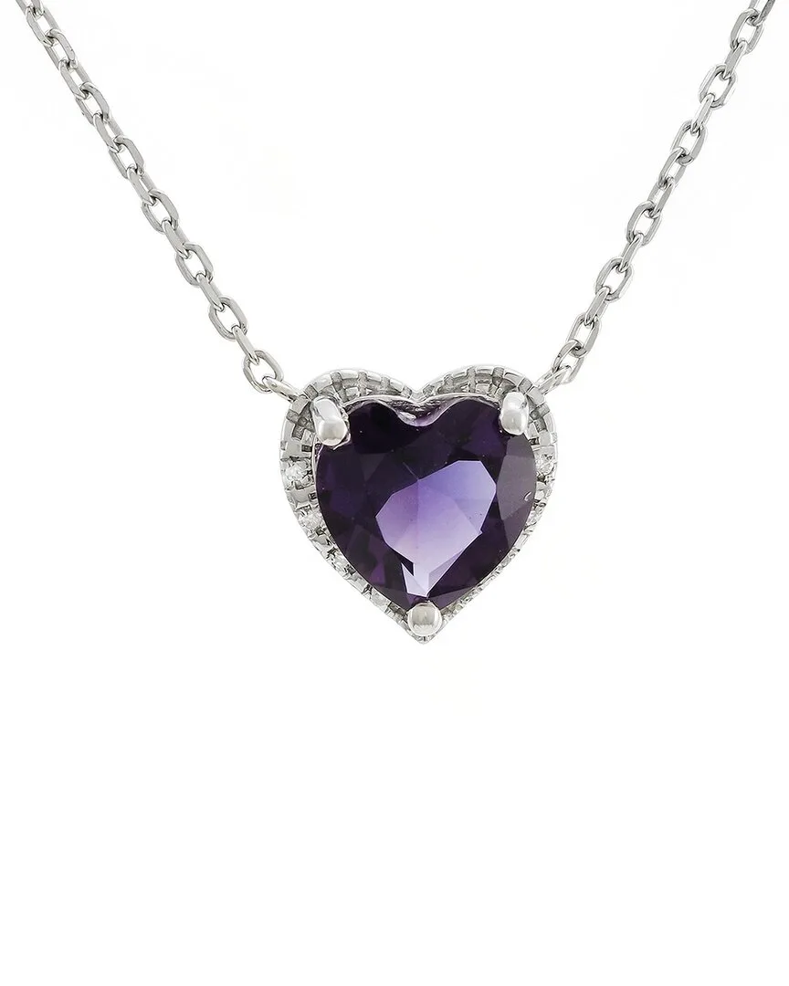 Silver 1.57 ct. tw. Diamond & Amethyst Necklace by Gemstones