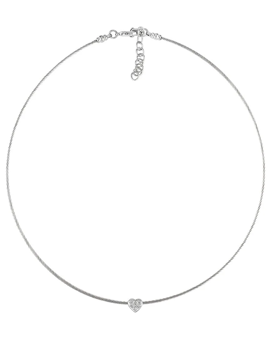 Silver & Stainless Steel 0.03 ct. tw. Diamond Necklace by Diamond Select Cuts