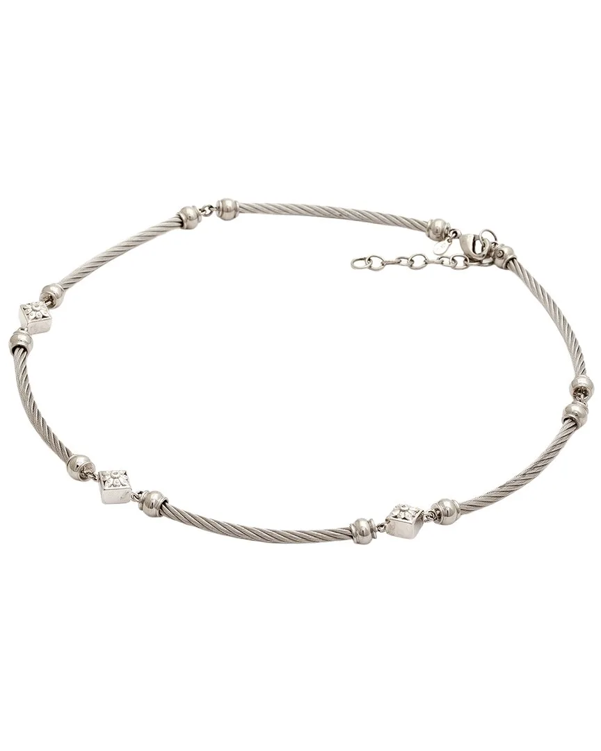 Silver & Stainless Steel 0.01 ct. tw. Diamond Necklace by Diamond Select Cuts