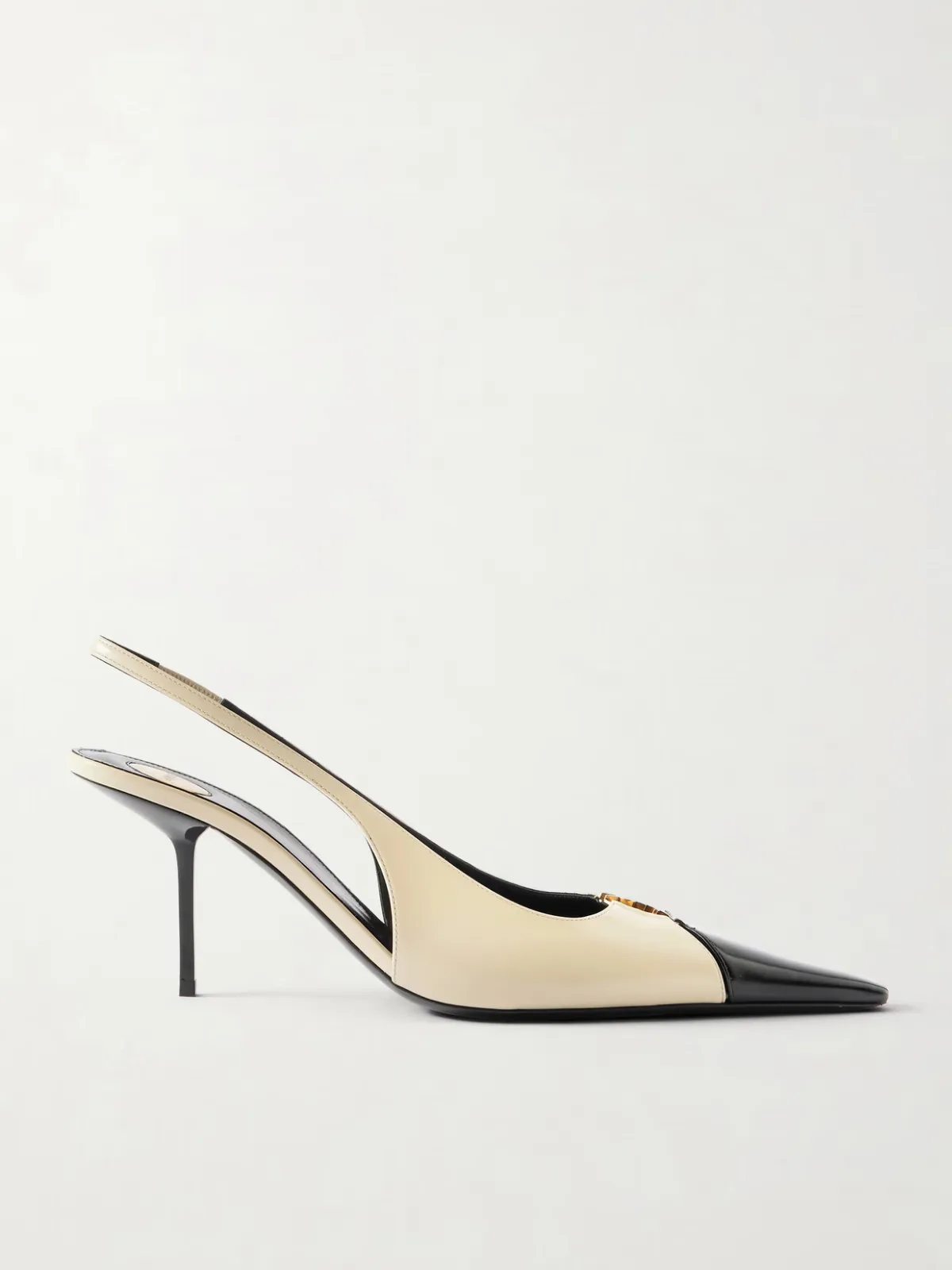 - Babylone Embellished Two-tone Leather Slingback Pumps -