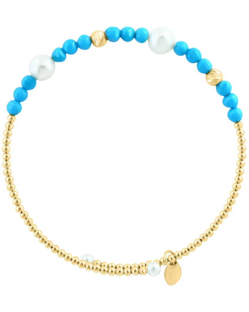 14K 4.42 ct. tw. Turquoise & 3,5Mm Pearl Bracelet by Effy Fine Jewelry