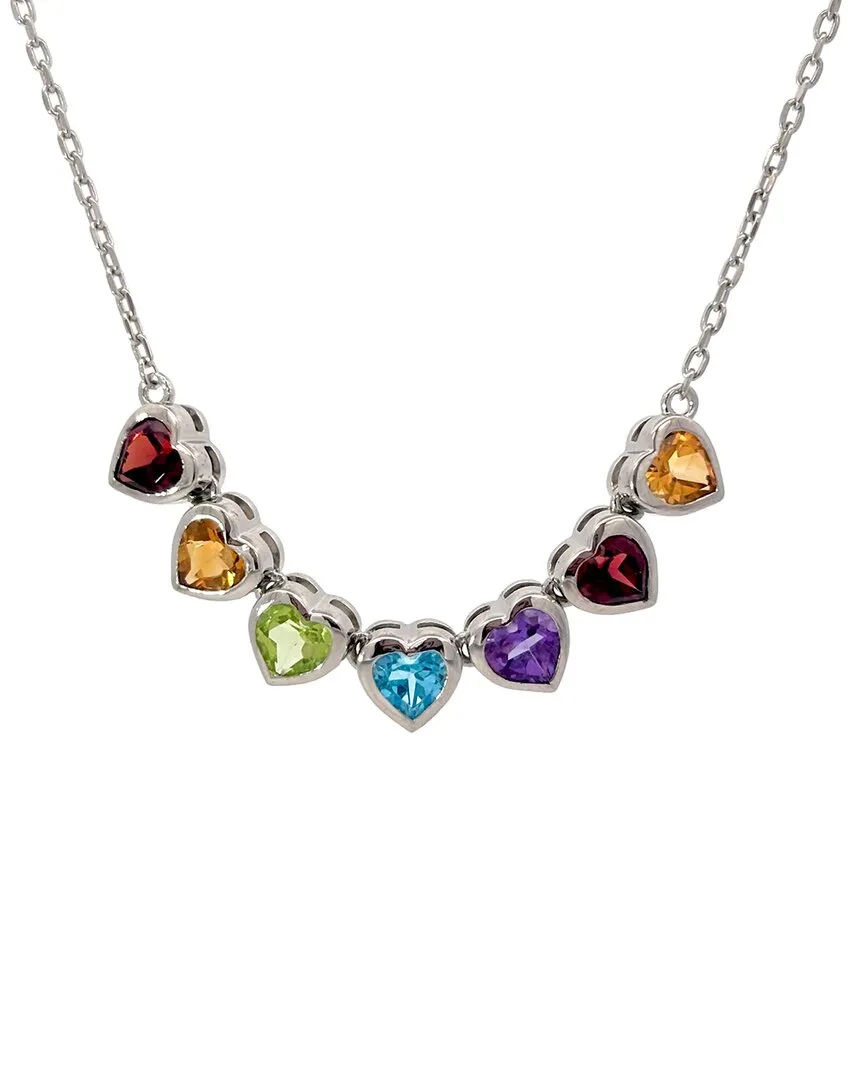 Silver 3.90 ct. tw. Diamond & Multi-Gem Necklace by Gemstones