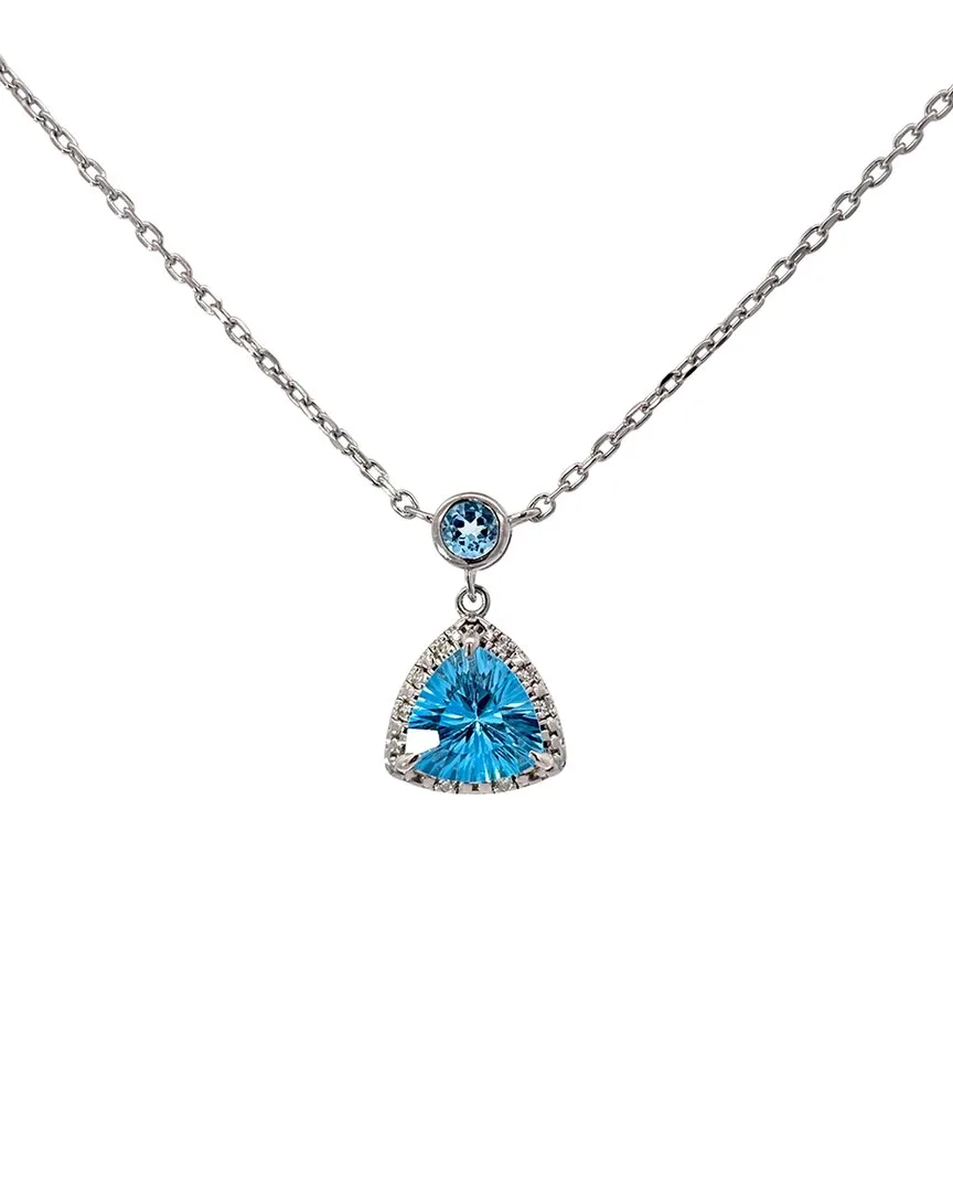 Silver 1.63 ct. tw. Diamond & Blue Topaz Necklace by Gemstones