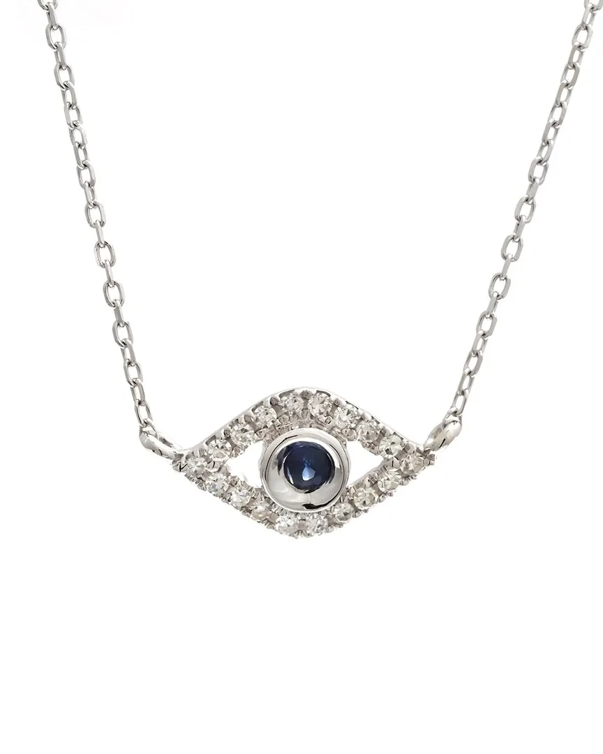 Silver 0.08 ct. tw. Diamond & Sapphire Necklace by Gemstones