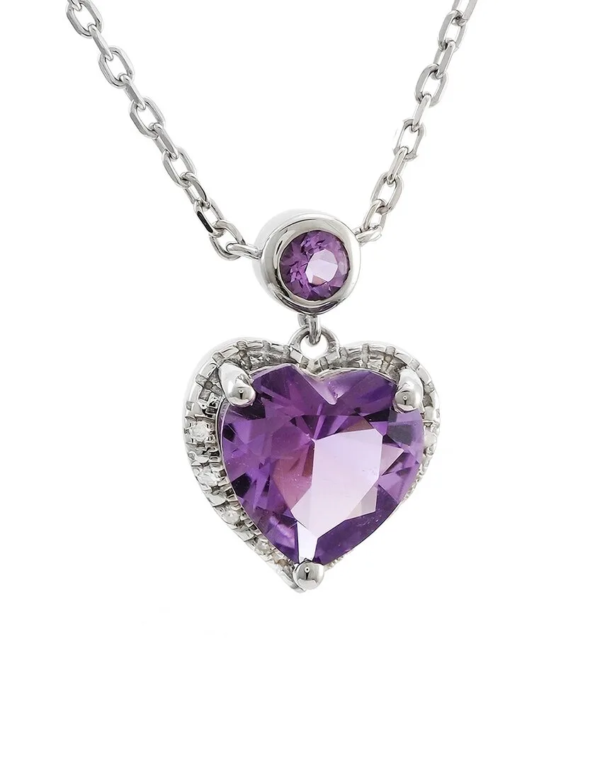 Silver 1.77 ct. tw. Diamond & Amethyst Necklace