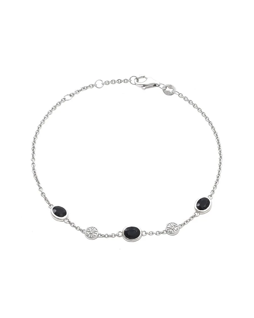 Silver 1.39 ct. tw. Diamond & Sapphire Bracelet by Gemstones