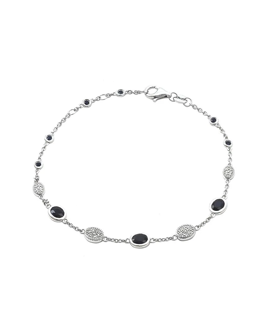 Silver 1.60 ct. tw. Diamond & Sapphire Bracelet by Gemstones