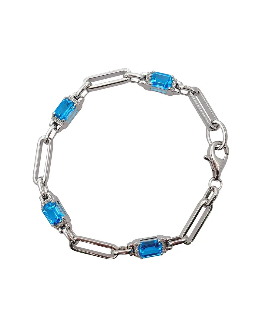 Silver 4.77 ct. tw. Diamond & Blue Topaz Bracelet by Gemstones