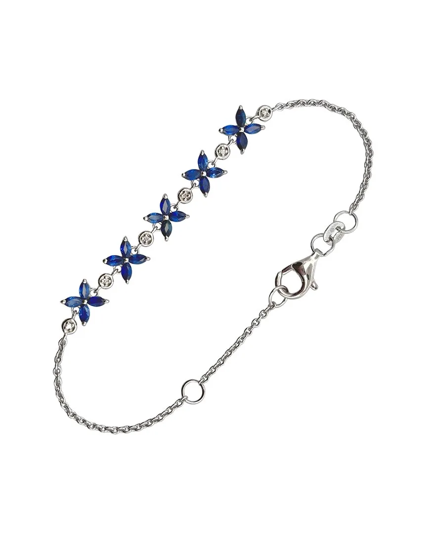 Silver 1.88 ct. tw. Diamond & Sapphire Bracelet by Gemstones