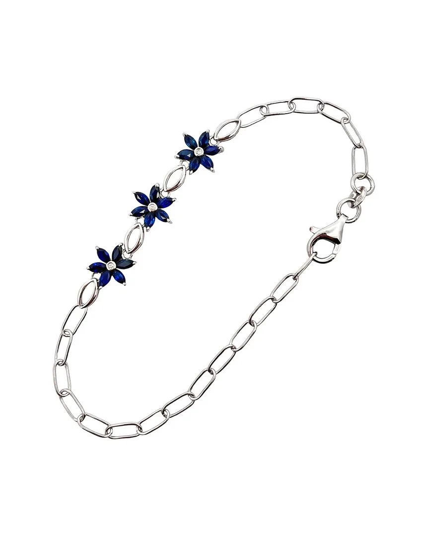 Silver 1.75 ct. tw. Diamond & Sapphire Bracelet
