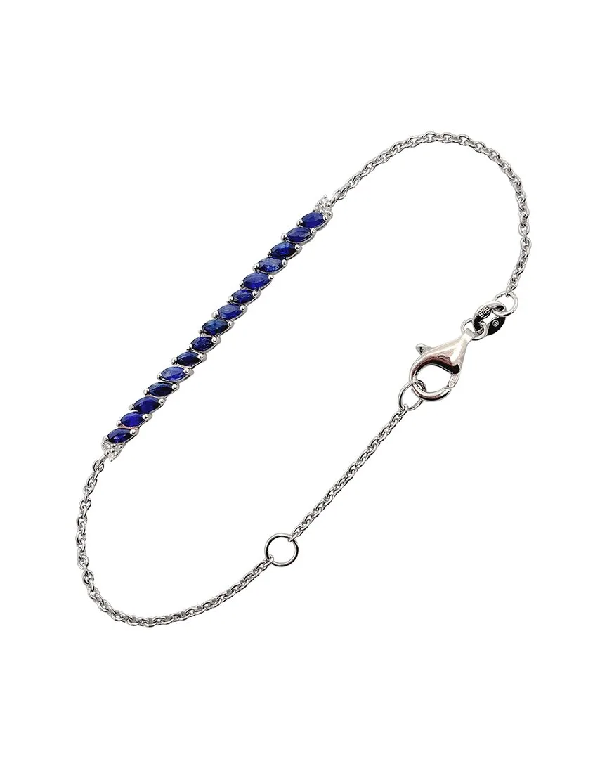 Silver 1.34 ct. tw. Diamond & Sapphire Bracelet by Gemstones