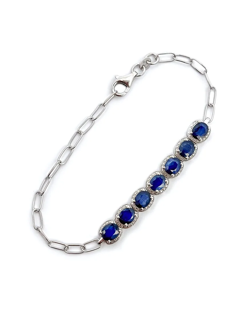 Silver 4.39 ct. tw. Diamond & Sapphire Bracelet