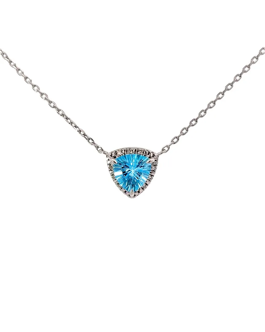 Silver 1.38 ct. tw. Diamond & Blue Topaz Necklace by Gemstones