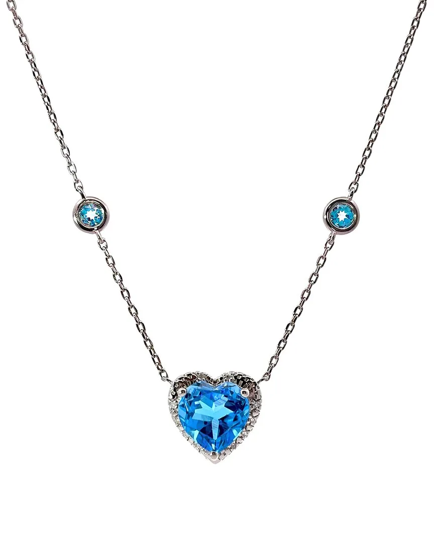 Silver 3.40 ct. tw. Diamond & Blue Topaz Necklace by Gemstones