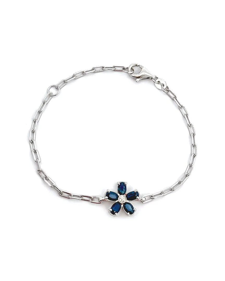 Silver 1.69 ct. tw. Diamond & Sapphire Bracelet by Gemstones