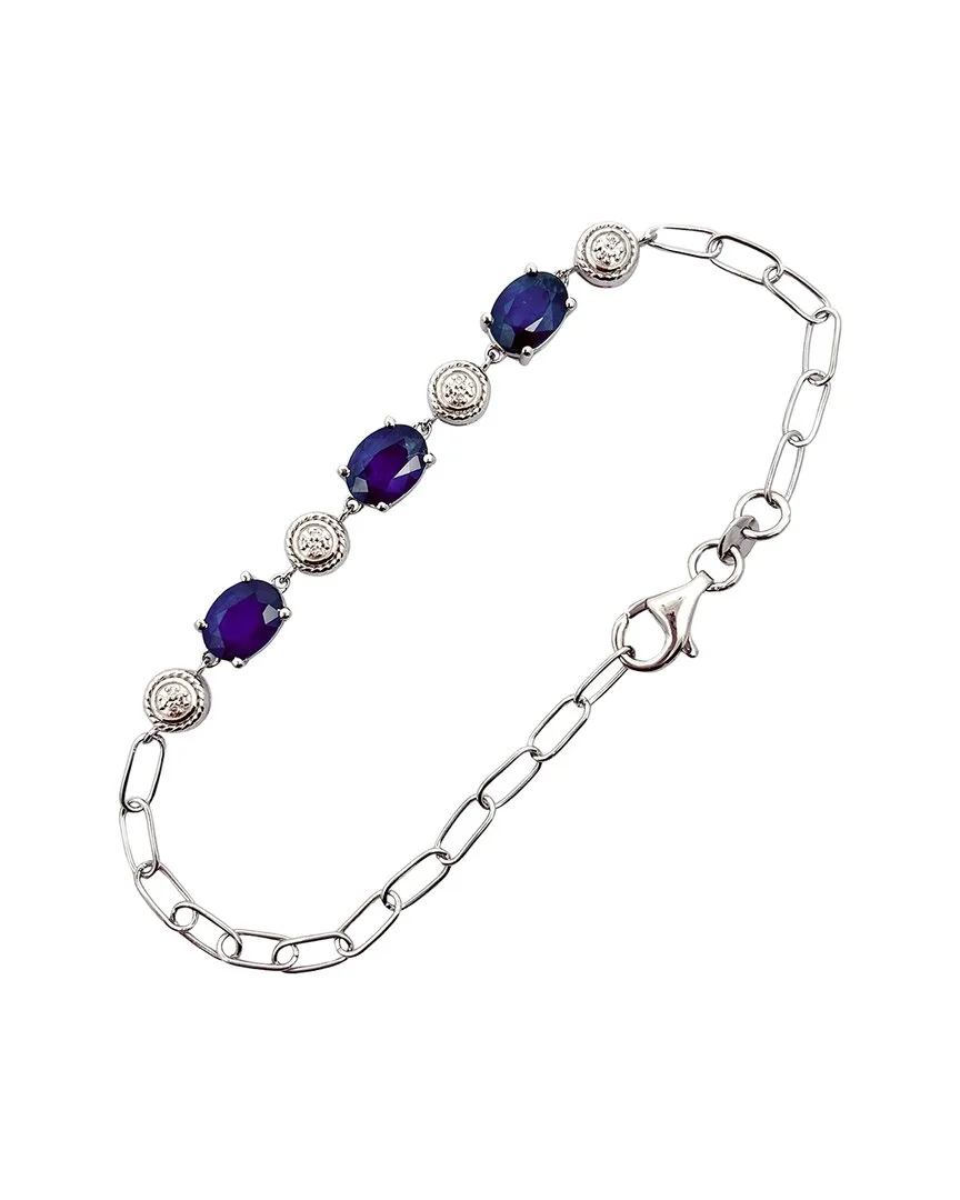 Silver 4.27 ct. tw. Diamond & Sapphire Bracelet by Gemstones
