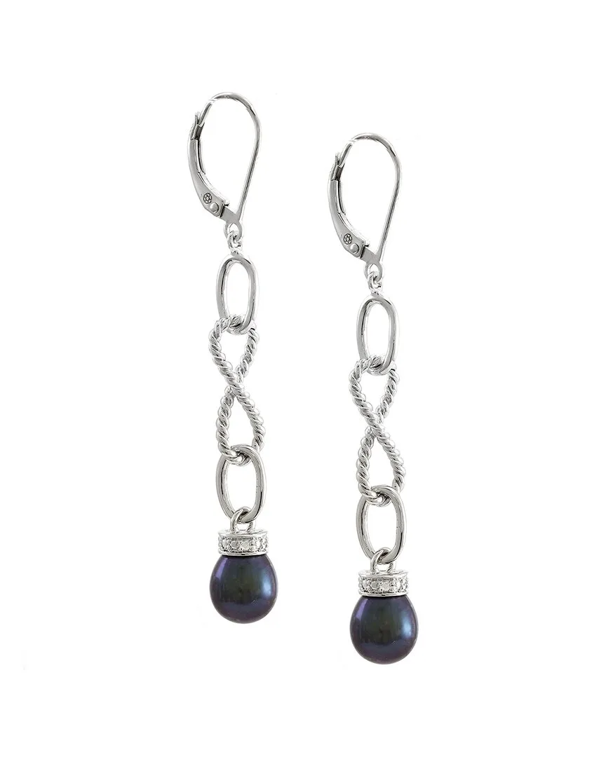 Silver 0.01 ct. tw. Diamond & 7-8Mm Pearl Earrings by Pearls