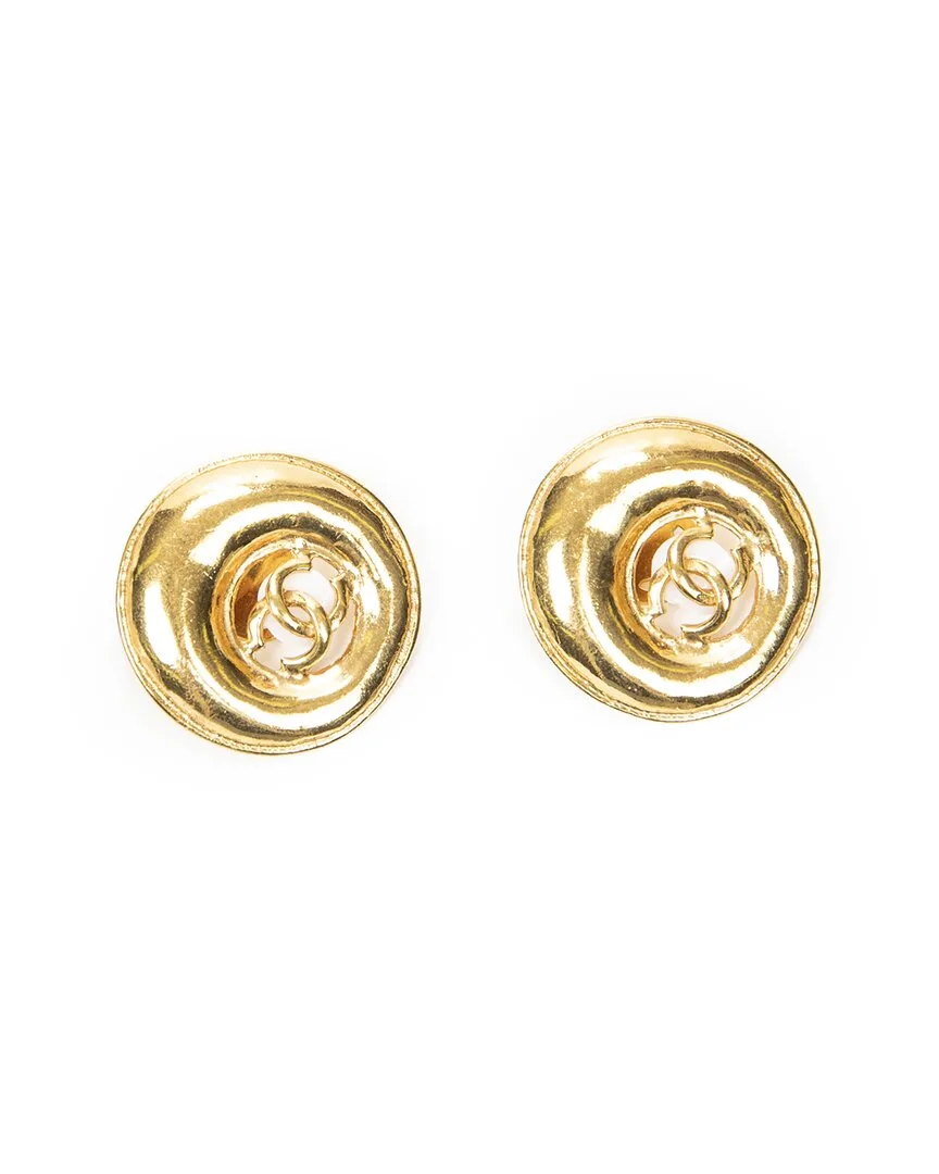 Plated Cc Round Clip-On Earrings (authentic Pre-Loved) by CHANEL