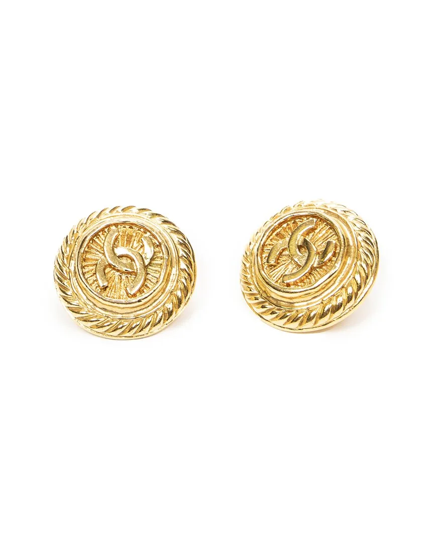 Plated Cc Round Clip-On Earrings (authentic Pre-Loved) by CHANEL