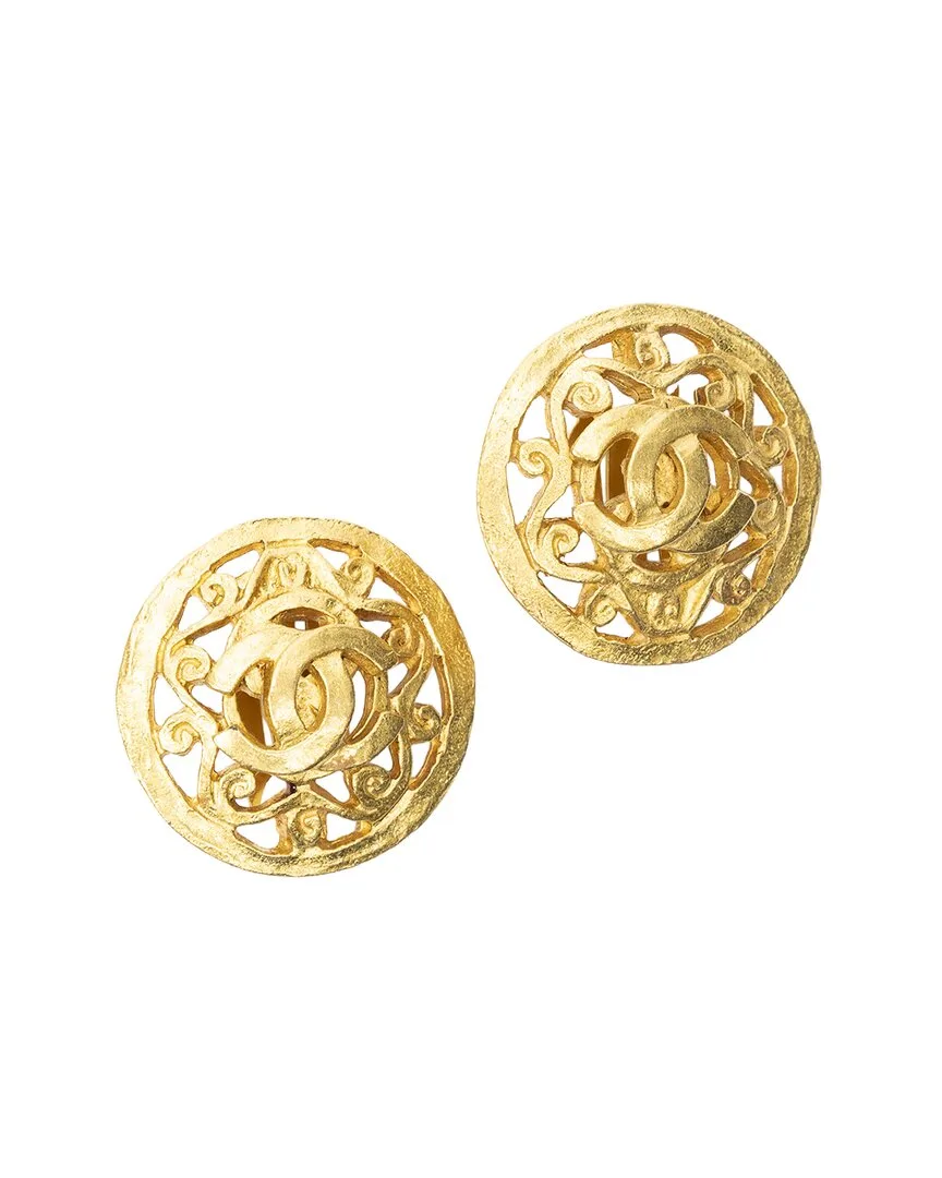 Plated Cc Round Clip-On Earrings (authentic Pre-Loved) by CHANEL
