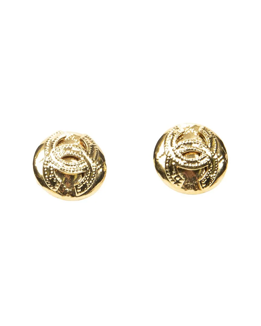 Plated Cc Round Clip-On Earrings (authentic Pre-Loved) by CHANEL