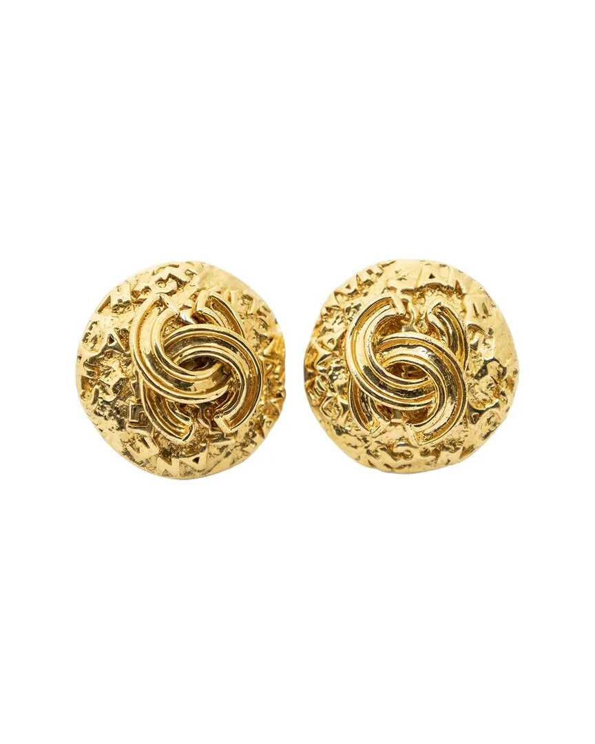 Plated Cc Round Clip-On Earrings (authentic Pre-Loved) by CHANEL